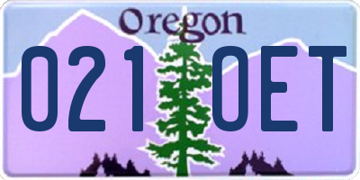 OR license plate 021OET