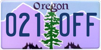 OR license plate 021OFF