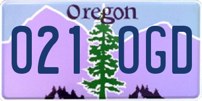 OR license plate 021OGD