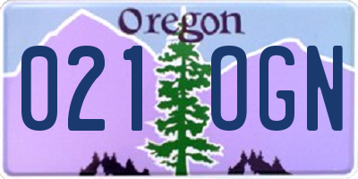 OR license plate 021OGN