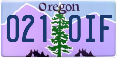 OR license plate 021OIF