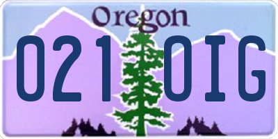 OR license plate 021OIG