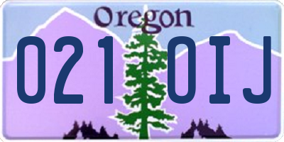 OR license plate 021OIJ