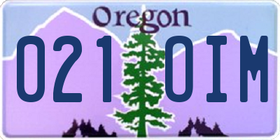 OR license plate 021OIM