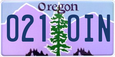 OR license plate 021OIN