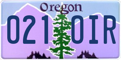 OR license plate 021OIR