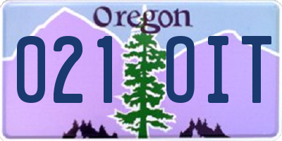 OR license plate 021OIT