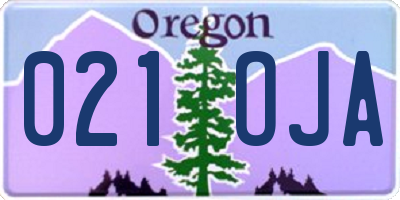 OR license plate 021OJA