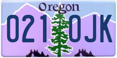 OR license plate 021OJK