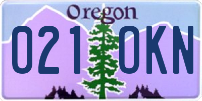 OR license plate 021OKN