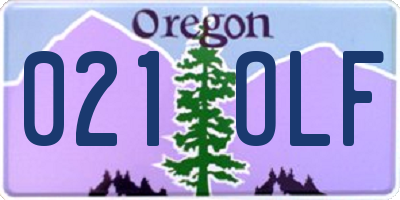 OR license plate 021OLF