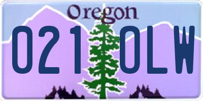 OR license plate 021OLW