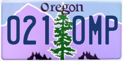 OR license plate 021OMP