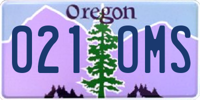 OR license plate 021OMS