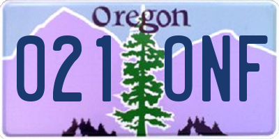 OR license plate 021ONF