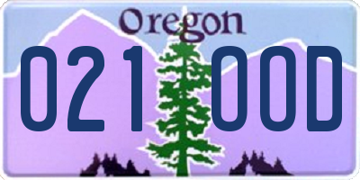 OR license plate 021OOD