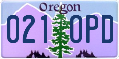 OR license plate 021OPD