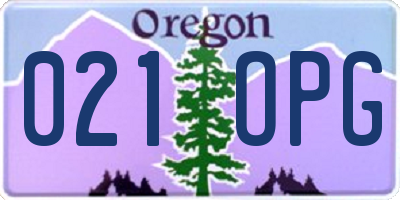OR license plate 021OPG