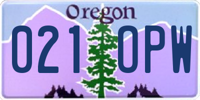 OR license plate 021OPW