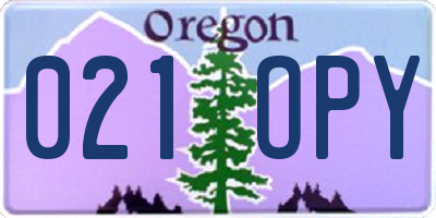OR license plate 021OPY
