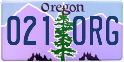 OR license plate 021ORG