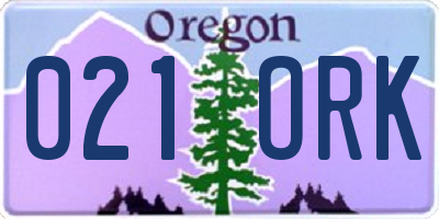 OR license plate 021ORK