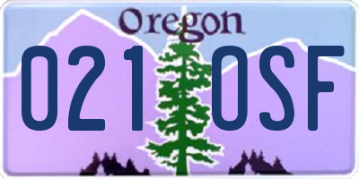 OR license plate 021OSF