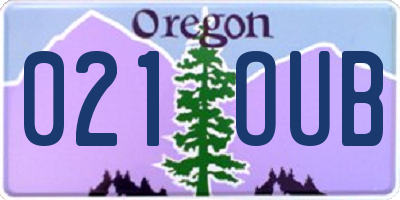 OR license plate 021OUB