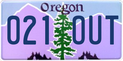 OR license plate 021OUT