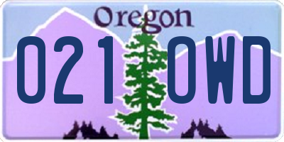 OR license plate 021OWD