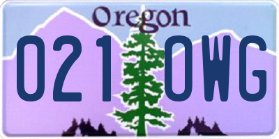 OR license plate 021OWG