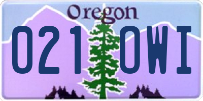 OR license plate 021OWI