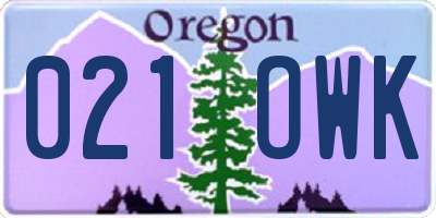 OR license plate 021OWK