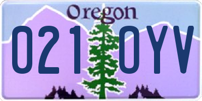 OR license plate 021OYV