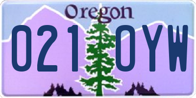 OR license plate 021OYW