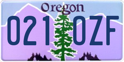 OR license plate 021OZF