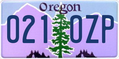 OR license plate 021OZP