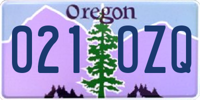OR license plate 021OZQ