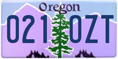 OR license plate 021OZT