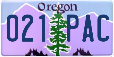 OR license plate 021PAC