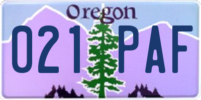 OR license plate 021PAF