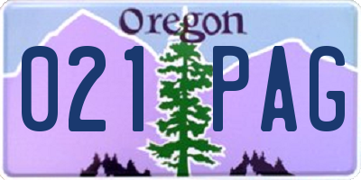 OR license plate 021PAG