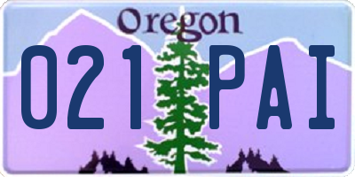 OR license plate 021PAI