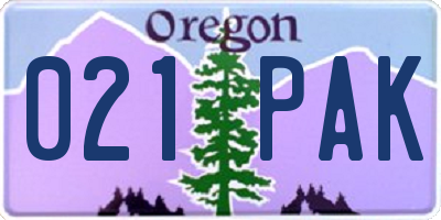 OR license plate 021PAK