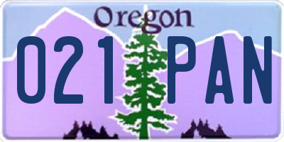 OR license plate 021PAN