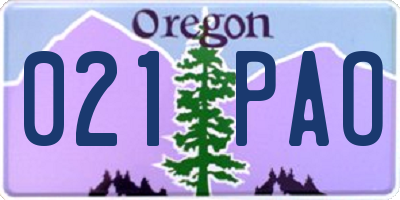 OR license plate 021PAO