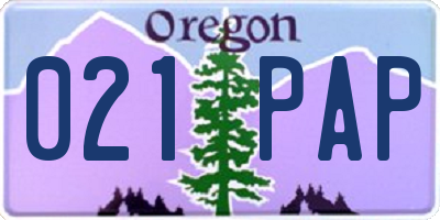 OR license plate 021PAP