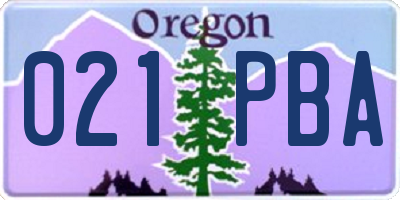 OR license plate 021PBA