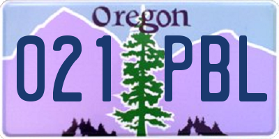 OR license plate 021PBL