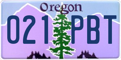 OR license plate 021PBT